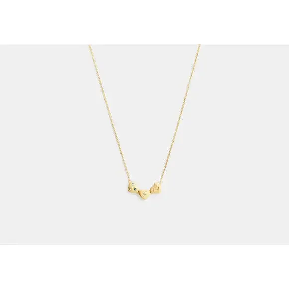 NWT Coach Gold Triple Heart Cluster Pendant Necklace - Picture 2 of 4